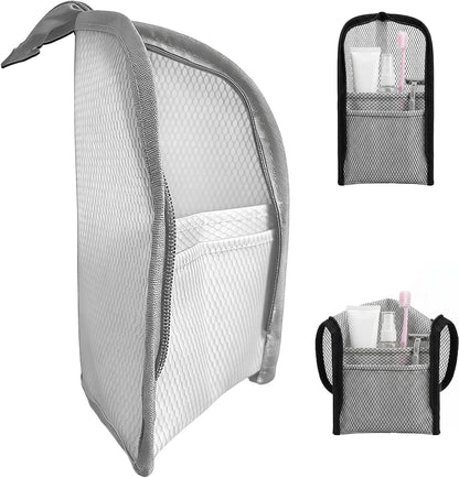 Standing Toiletry Bag, Portable Lightweight Travel Toiletry Bag, Waterproof EVA Mesh Travel Makeup Bag, Hanging Cosmetic Organizer for Bathroom, Travel (Grey)