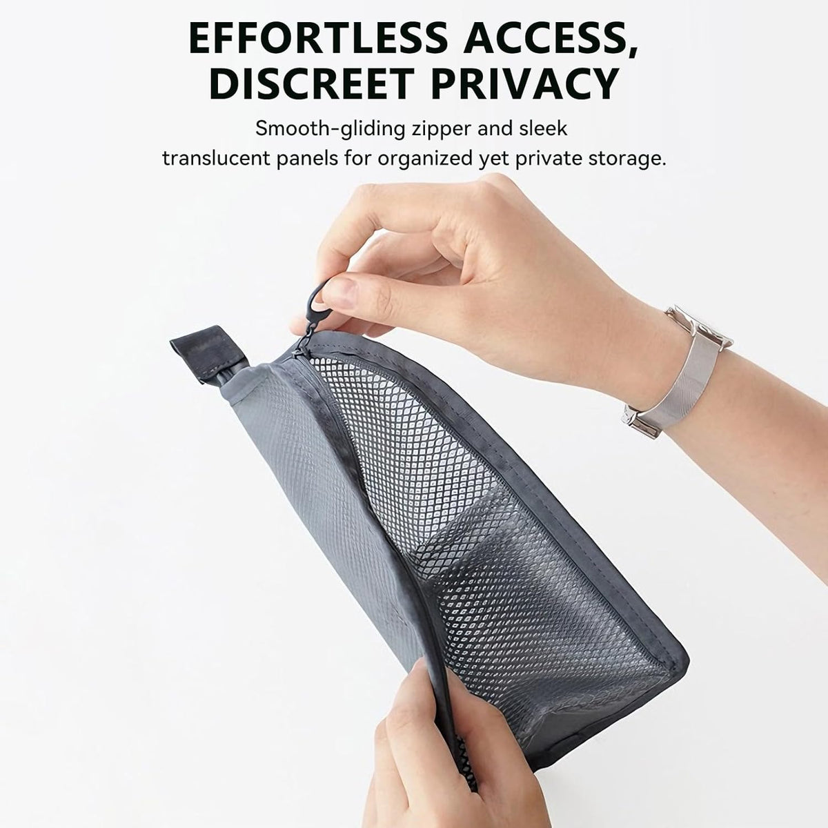 Standing Toiletry Bag, Portable Lightweight Travel Toiletry Bag, Waterproof EVA Mesh Travel Makeup Bag, Hanging Cosmetic Organizer for Bathroom, Travel (Grey)
