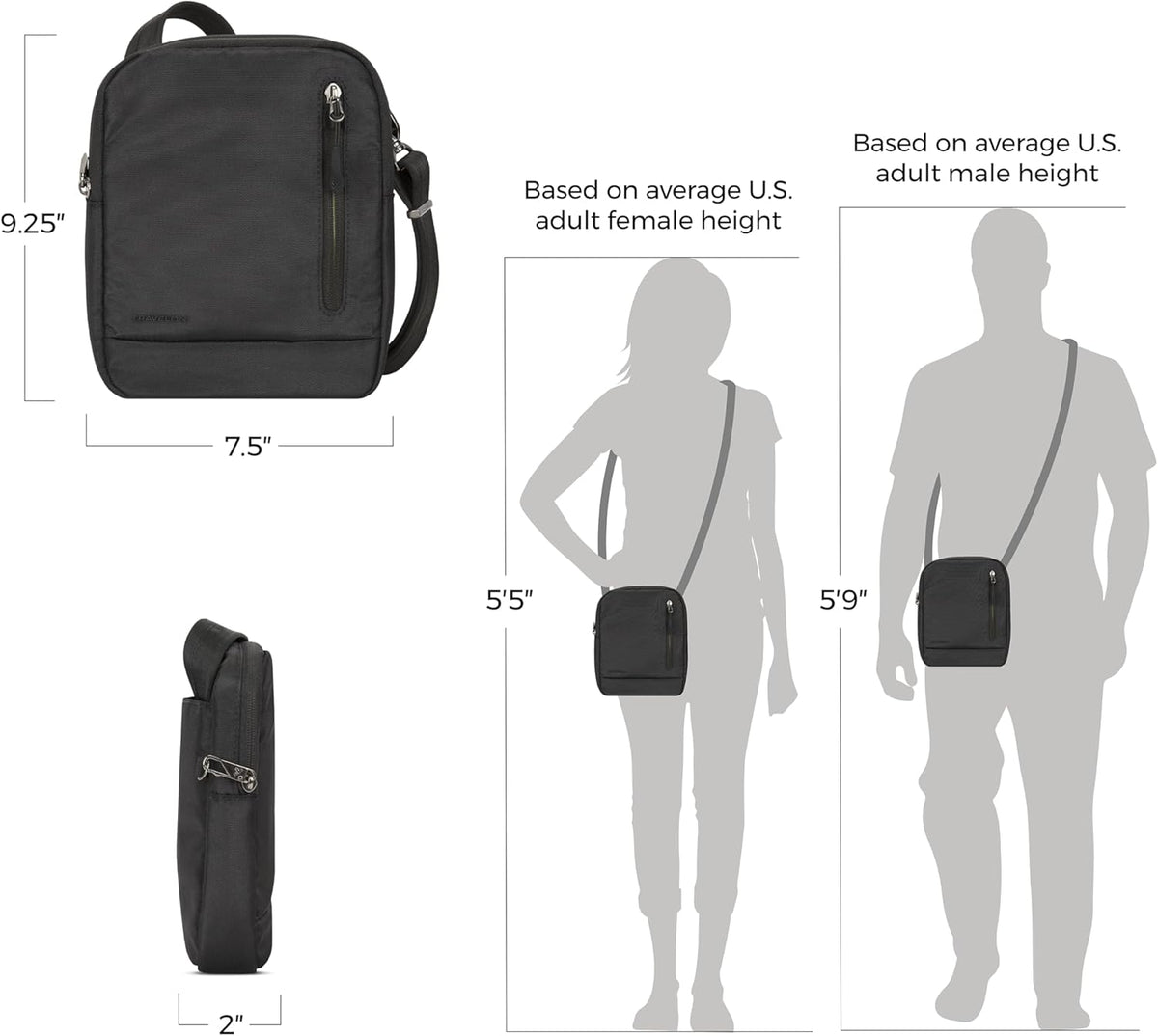 unisex-adult Anti Theft Urban Small Crossbody Bag, Black, One Size