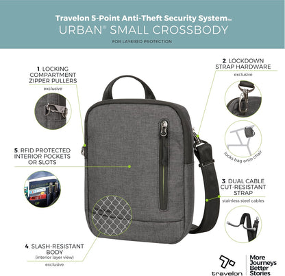 unisex-adult Anti Theft Urban Small Crossbody Bag, Black, One Size