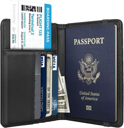 Passport Holder Cover, RFID Travel Wallet Women Card Holder | Travel Essentials, Passport Book Holders, Passport Cover Case, PU Leather, Cute, Thin, Spliced Design, Green Flower - Colors B