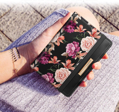 Passport Holder Cover, RFID Travel Wallet Women Card Holder | Travel Essentials, Passport Book Holders, Passport Cover Case, PU Leather, Cute, Thin, Spliced Design, Green Flower - Colors B