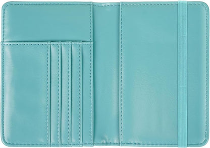 Passport Holder Cover, RFID Travel Wallet Women Card Holder | Travel Essentials, Passport Book Holders, Passport Cover Case, PU Leather, Cute, Thin, Spliced Design, Green Flower - Colors B