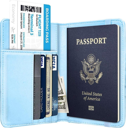 Passport Holder Cover, RFID Travel Wallet Women Card Holder | Travel Essentials, Passport Book Holders, Passport Cover Case, PU Leather, Cute, Thin, Spliced Design, Green Flower - Colors B