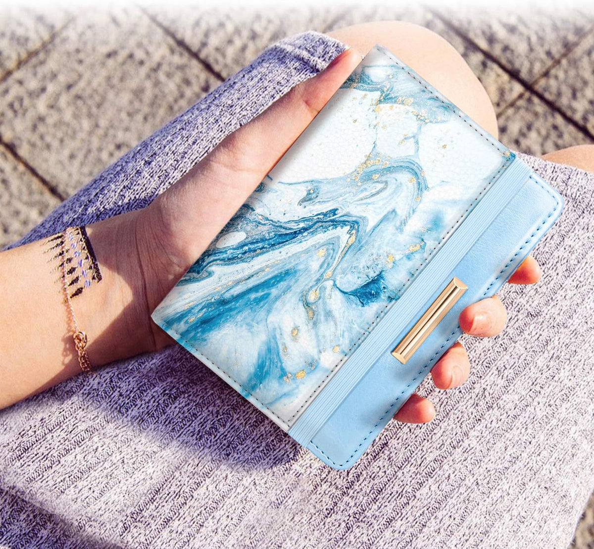 Passport Holder Cover, RFID Travel Wallet Women Card Holder | Travel Essentials, Passport Book Holders, Passport Cover Case, PU Leather, Cute, Thin, Spliced Design, Green Flower - Colors B