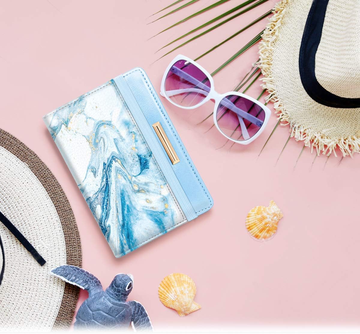 Passport Holder Cover, RFID Travel Wallet Women Card Holder | Travel Essentials, Passport Book Holders, Passport Cover Case, PU Leather, Cute, Thin, Spliced Design, Green Flower - Colors B