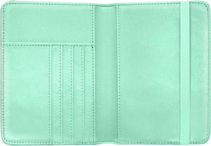 Passport Holder Cover, RFID Travel Wallet Women Card Holder | Travel Essentials, Passport Book Holders, Passport Cover Case, PU Leather, Cute, Thin, Spliced Design, Green Flower - Colors B