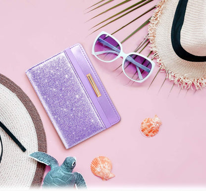 Passport Holder Cover, RFID Travel Wallet Women Card Holder | Travel Essentials, Passport Book Holders, Passport Cover Case, PU Leather, Cute, Thin, Spliced Design, Green Flower - Colors B