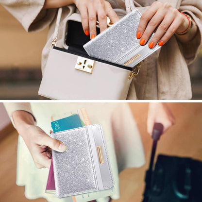 Passport Holder Cover, RFID Travel Wallet Women Card Holder | Travel Essentials, Passport Book Holders, Passport Cover Case, PU Leather, Cute, Thin, Spliced Design, Green Flower - Colors B
