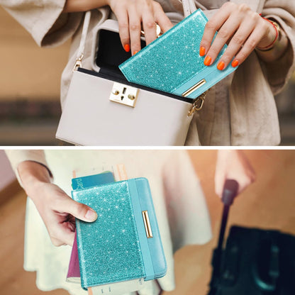 Passport Holder Cover, RFID Travel Wallet Women Card Holder | Travel Essentials, Passport Book Holders, Passport Cover Case, PU Leather, Cute, Thin, Spliced Design, Green Flower - Colors B