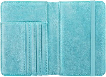 Passport Holder Cover, RFID Travel Wallet Women Card Holder | Travel Essentials, Passport Book Holders, Passport Cover Case, PU Leather, Cute, Thin, Spliced Design, Green Flower - Colors B