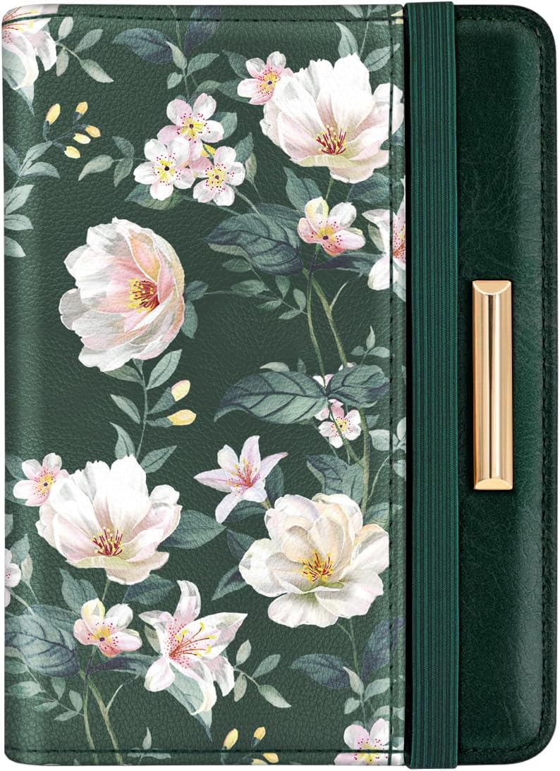 Passport Holder Cover, RFID Travel Wallet Women Card Holder | Travel Essentials, Passport Book Holders, Passport Cover Case, PU Leather, Cute, Thin, Spliced Design, Green Flower - Colors B