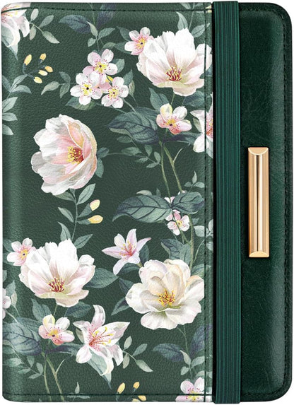 Passport Holder Cover, RFID Travel Wallet Women Card Holder | Travel Essentials, Passport Book Holders, Passport Cover Case, PU Leather, Cute, Thin, Spliced Design, Green Flower - Colors B