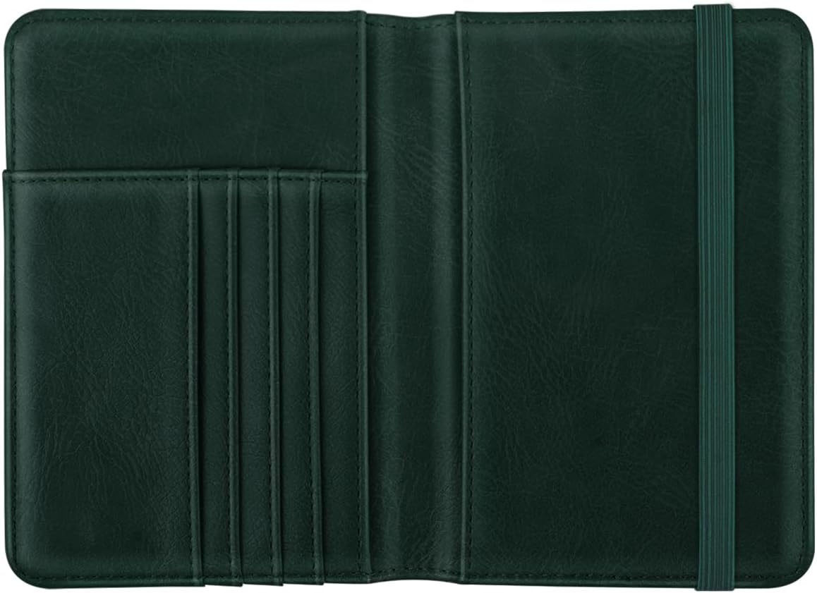 Passport Holder Cover, RFID Travel Wallet Women Card Holder | Travel Essentials, Passport Book Holders, Passport Cover Case, PU Leather, Cute, Thin, Spliced Design, Green Flower - Colors B
