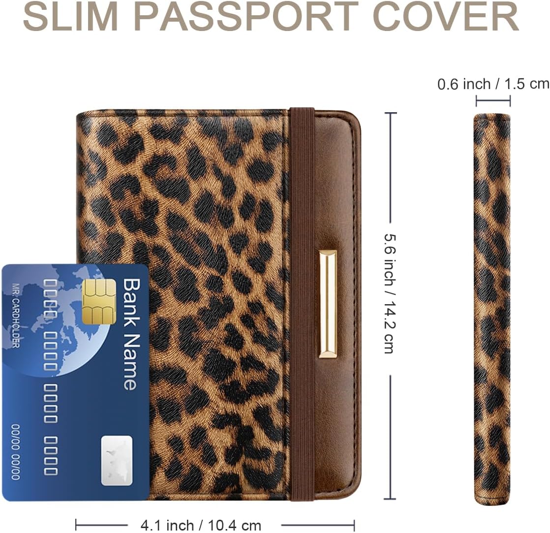 Passport Holder Cover, RFID Travel Wallet Women Card Holder | Travel Essentials, Passport Book Holders, Passport Cover Case, PU Leather, Cute, Thin, Spliced Design, Green Flower - Colors B