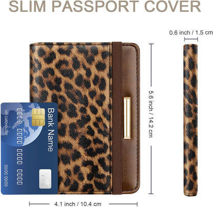 Passport Holder Cover, RFID Travel Wallet Women Card Holder | Travel Essentials, Passport Book Holders, Passport Cover Case, PU Leather, Cute, Thin, Spliced Design, Green Flower - Colors B