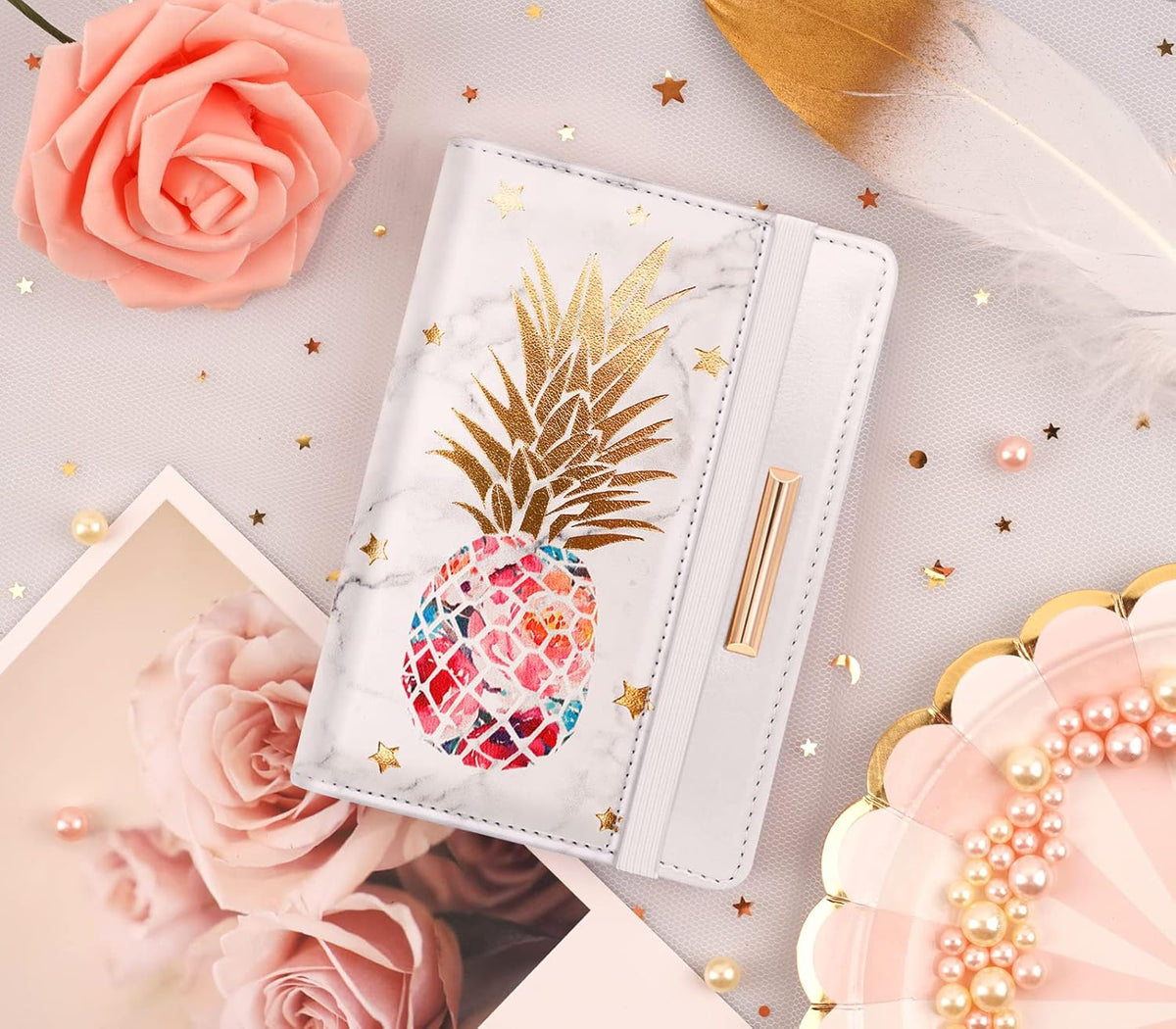 Passport Holder Cover, RFID Travel Wallet Women Card Holder | Travel Essentials, Passport Book Holders, Passport Cover Case, PU Leather, Cute, Thin, Spliced Design, Green Flower - Colors B
