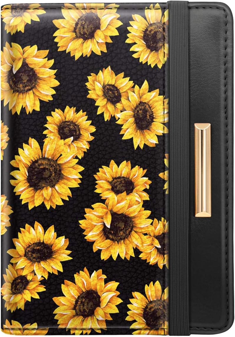 Passport Holder Cover, RFID Travel Wallet Women Card Holder | Travel Essentials, Passport Book Holders, Passport Cover Case, PU Leather, Cute, Thin, Spliced Design, Green Flower - Colors B