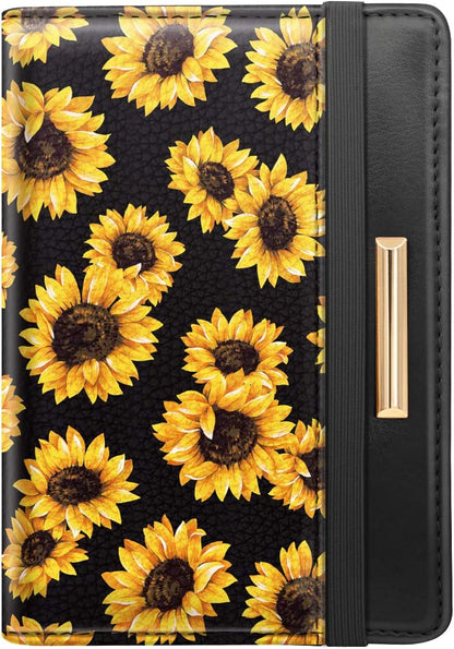 Passport Holder Cover, RFID Travel Wallet Women Card Holder | Travel Essentials, Passport Book Holders, Passport Cover Case, PU Leather, Cute, Thin, Spliced Design, Green Flower - Colors B