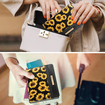 Passport Holder Cover, RFID Travel Wallet Women Card Holder | Travel Essentials, Passport Book Holders, Passport Cover Case, PU Leather, Cute, Thin, Spliced Design, Green Flower - Colors B