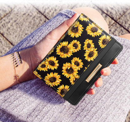 Passport Holder Cover, RFID Travel Wallet Women Card Holder | Travel Essentials, Passport Book Holders, Passport Cover Case, PU Leather, Cute, Thin, Spliced Design, Green Flower - Colors B
