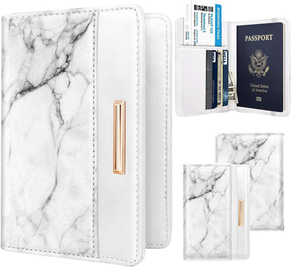 Passport Holder Cover, RFID Travel Wallet Women Card Holder | Travel Essentials, Passport Book Holders, Passport Cover Case, PU Leather, Cute, Thin, Spliced Design, Green Flower - Colors B
