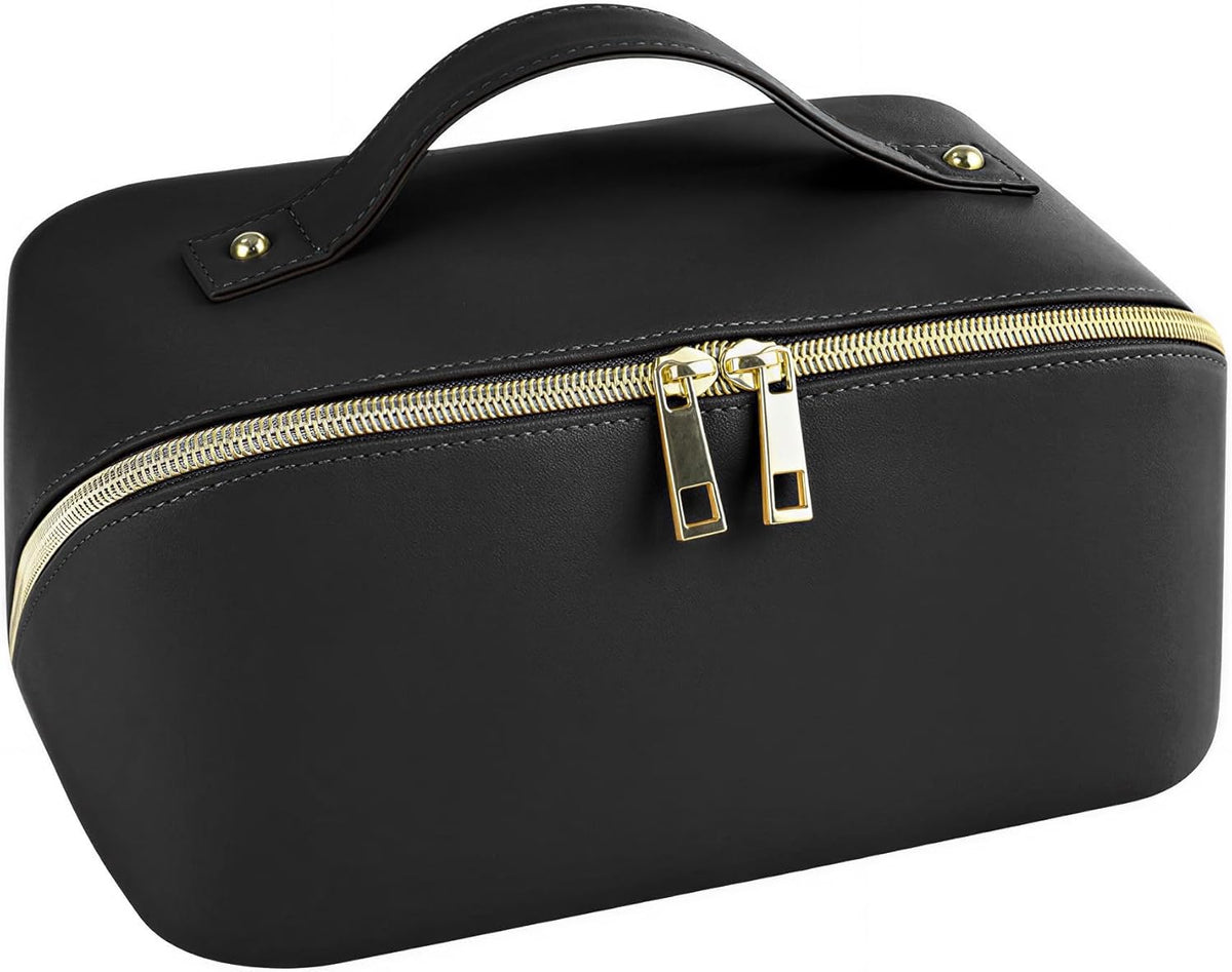 Clear Portable Makeup Bag Organizer TSA Approved Travel Toiletry Bag for Women Multipurpose Cosmetic Bag Case with Zipper with Transparent Vinyl Windows & Handle Strap