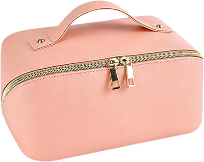Clear Portable Makeup Bag Organizer TSA Approved Travel Toiletry Bag for Women Multipurpose Cosmetic Bag Case with Zipper with Transparent Vinyl Windows & Handle Strap