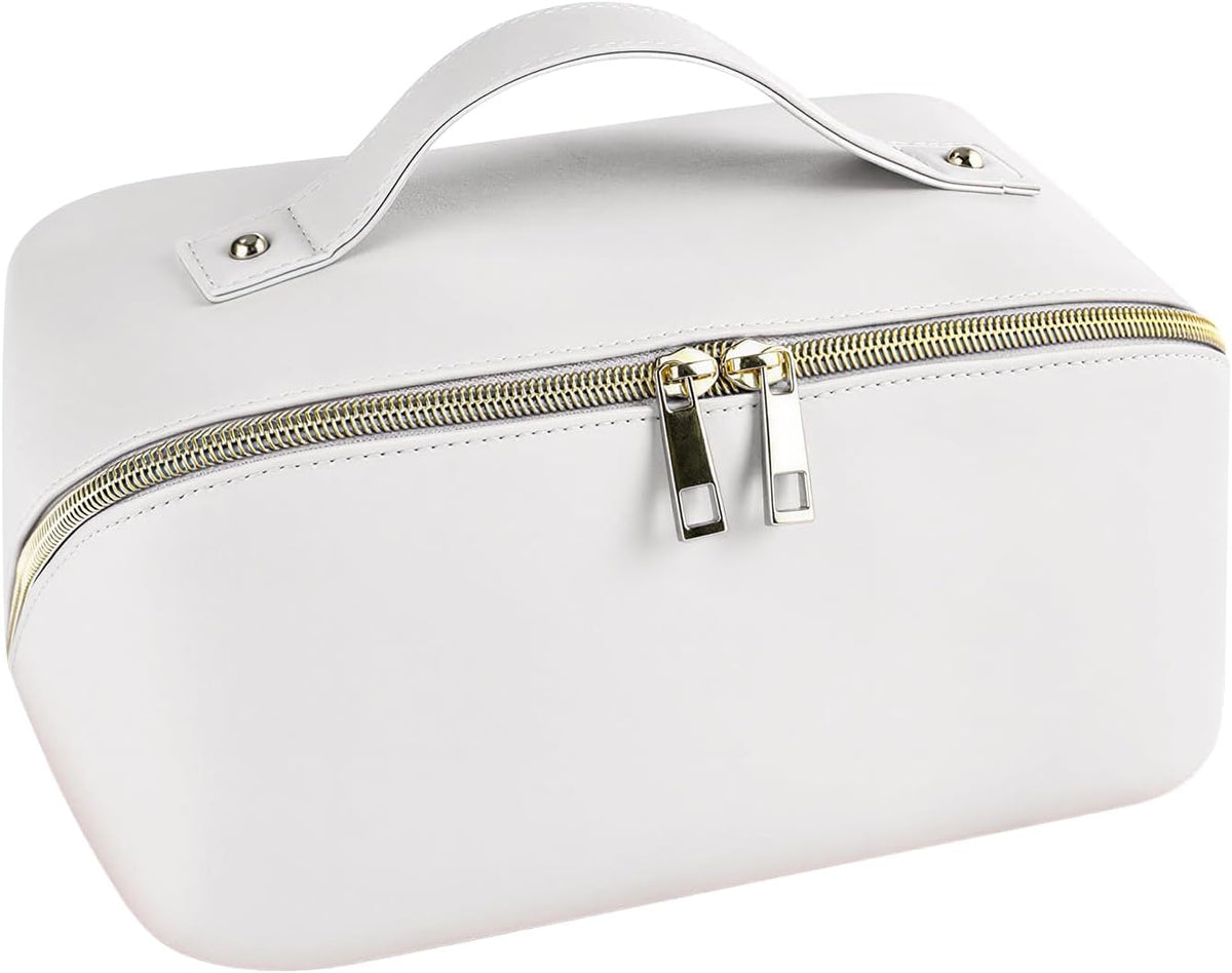 Clear Portable Makeup Bag Organizer TSA Approved Travel Toiletry Bag for Women Multipurpose Cosmetic Bag Case with Zipper with Transparent Vinyl Windows & Handle Strap