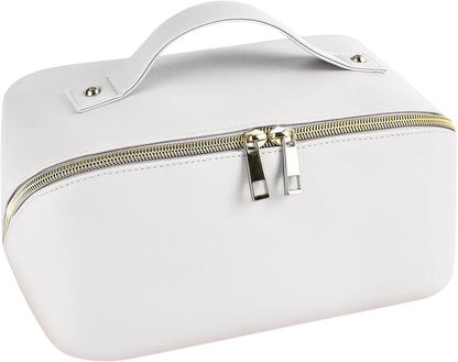 Clear Portable Makeup Bag Organizer TSA Approved Travel Toiletry Bag for Women Multipurpose Cosmetic Bag Case with Zipper with Transparent Vinyl Windows & Handle Strap