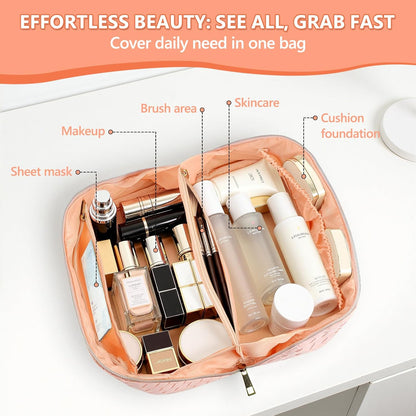 Clear Portable Makeup Bag Organizer TSA Approved Travel Toiletry Bag for Women Multipurpose Cosmetic Bag Case with Zipper with Transparent Vinyl Windows & Handle Strap