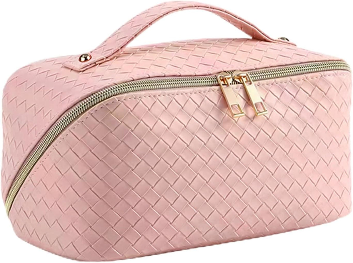 Clear Portable Makeup Bag Organizer TSA Approved Travel Toiletry Bag for Women Multipurpose Cosmetic Bag Case with Zipper with Transparent Vinyl Windows & Handle Strap