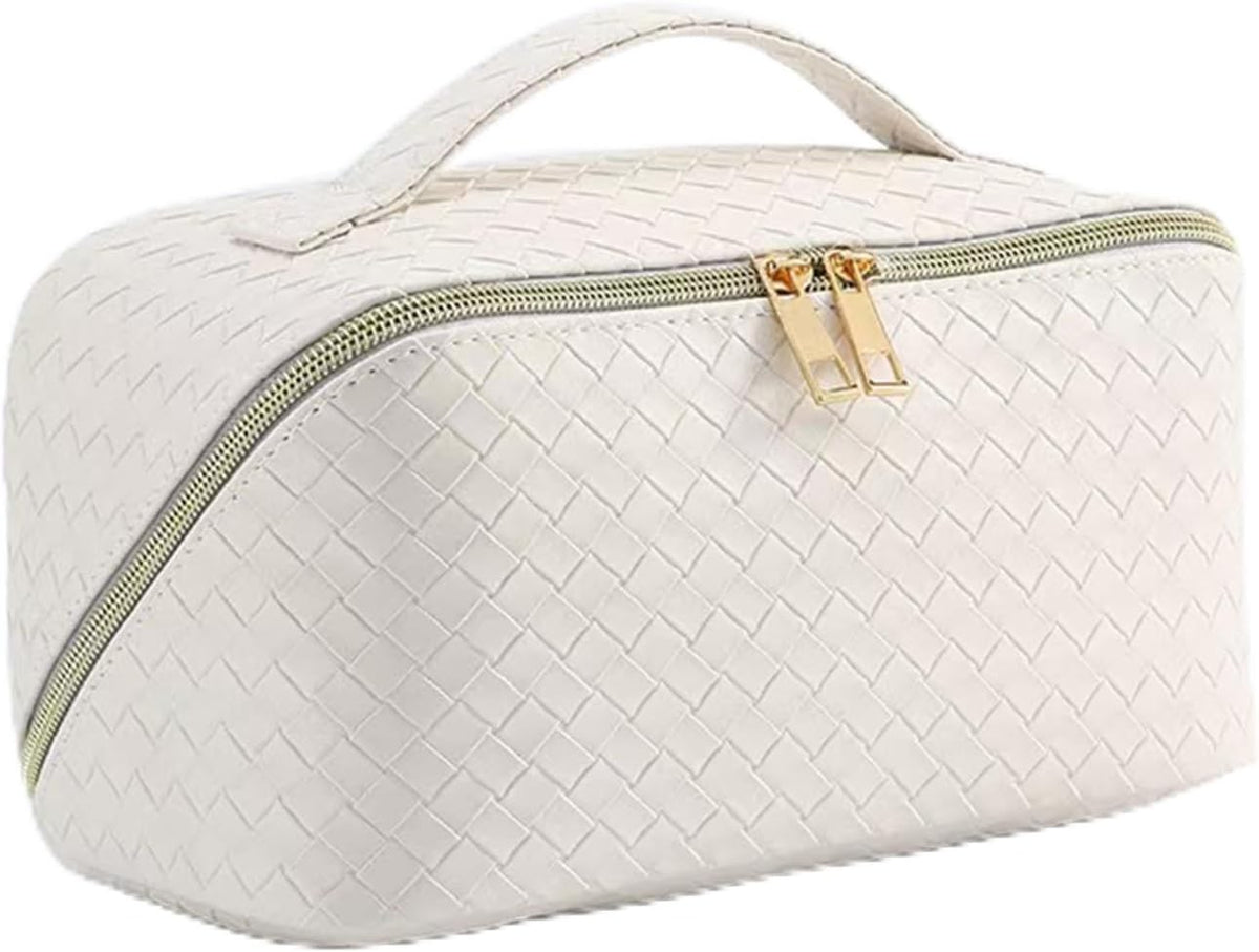 Clear Portable Makeup Bag Organizer TSA Approved Travel Toiletry Bag for Women Multipurpose Cosmetic Bag Case with Zipper with Transparent Vinyl Windows & Handle Strap