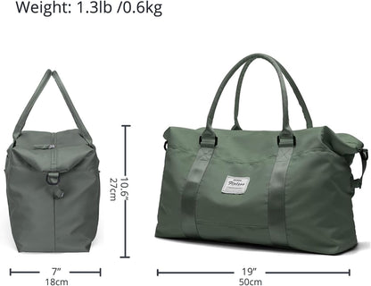 Travel Gym Bag for Women, Tote Bag Carry on Luggage Sport Duffle Weekender Overnight Bags with Wet Pocket (Black)