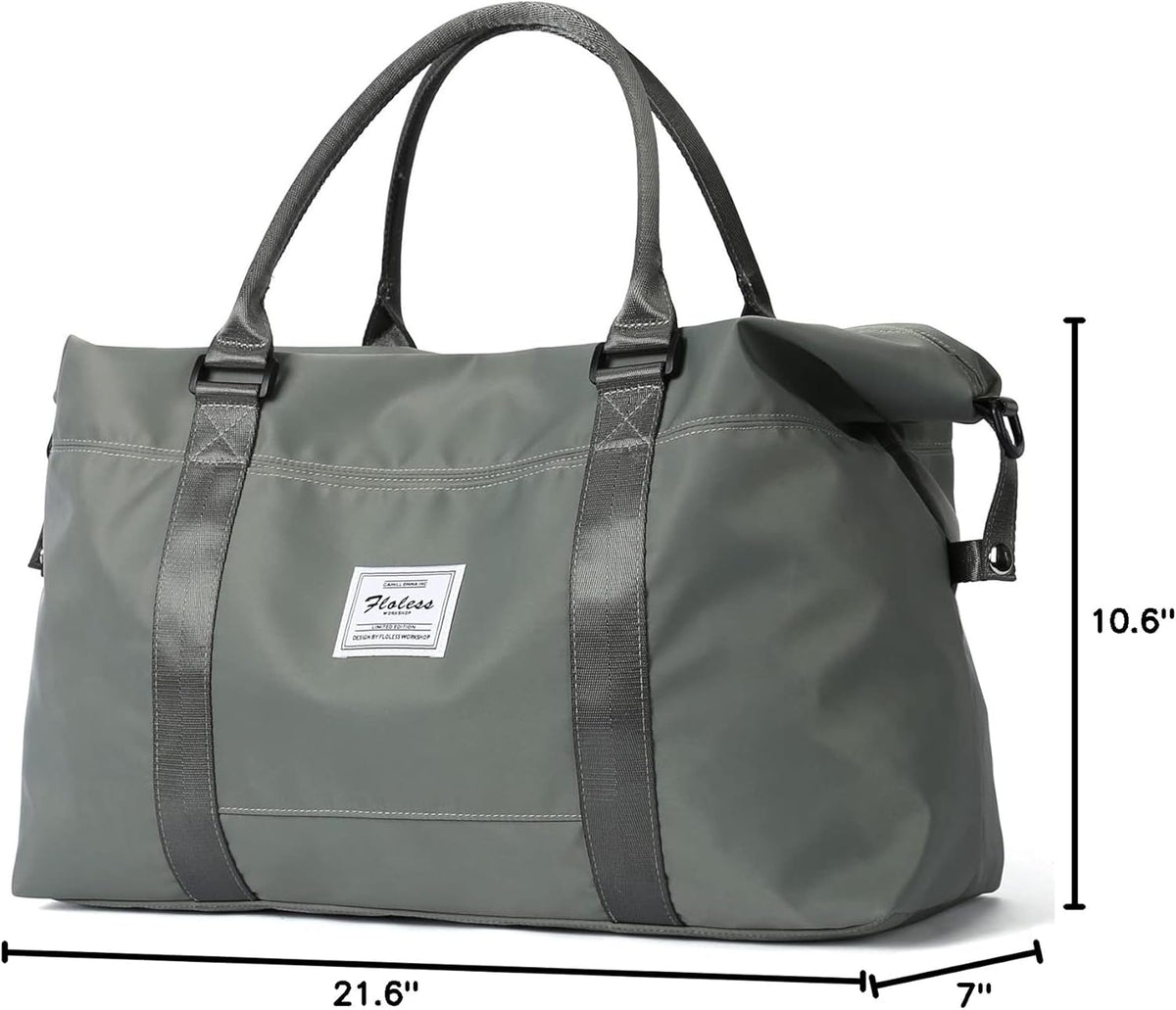 Travel Gym Bag for Women, Tote Bag Carry on Luggage Sport Duffle Weekender Overnight Bags with Wet Pocket (Black)