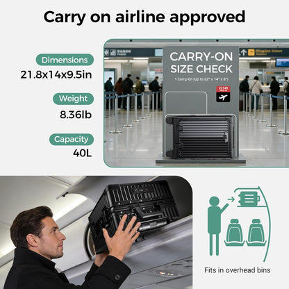 Carry on Luggage Aluminium Frame with Cup Holder,Top opening Suitcases and USB Charging Port,Lightweight with Front Pocket Rolling Suitcases with Spinner Wheels (White, 20Inch)
