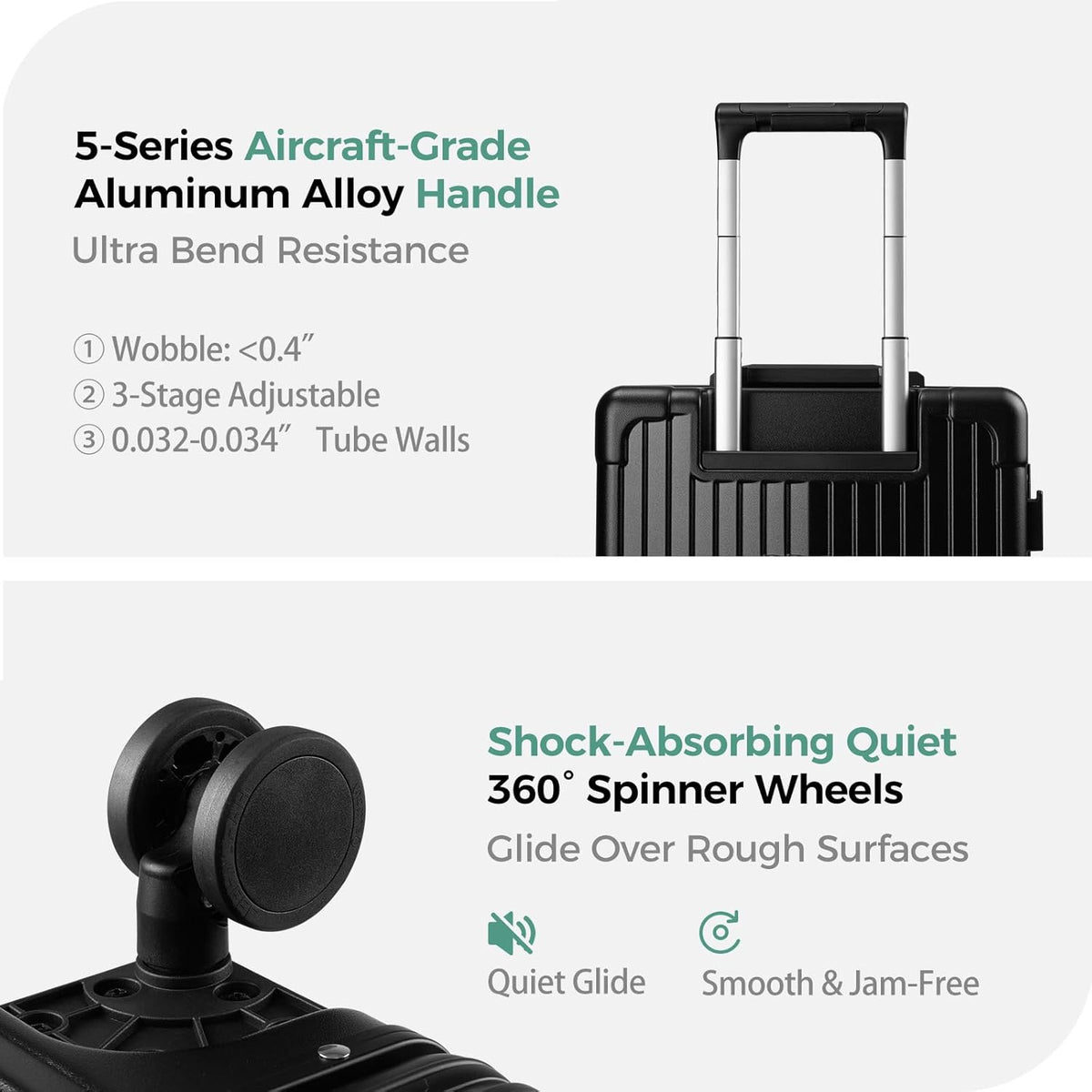 Carry on Luggage Aluminium Frame with Cup Holder,Top opening Suitcases and USB Charging Port,Lightweight with Front Pocket Rolling Suitcases with Spinner Wheels (White, 20Inch)