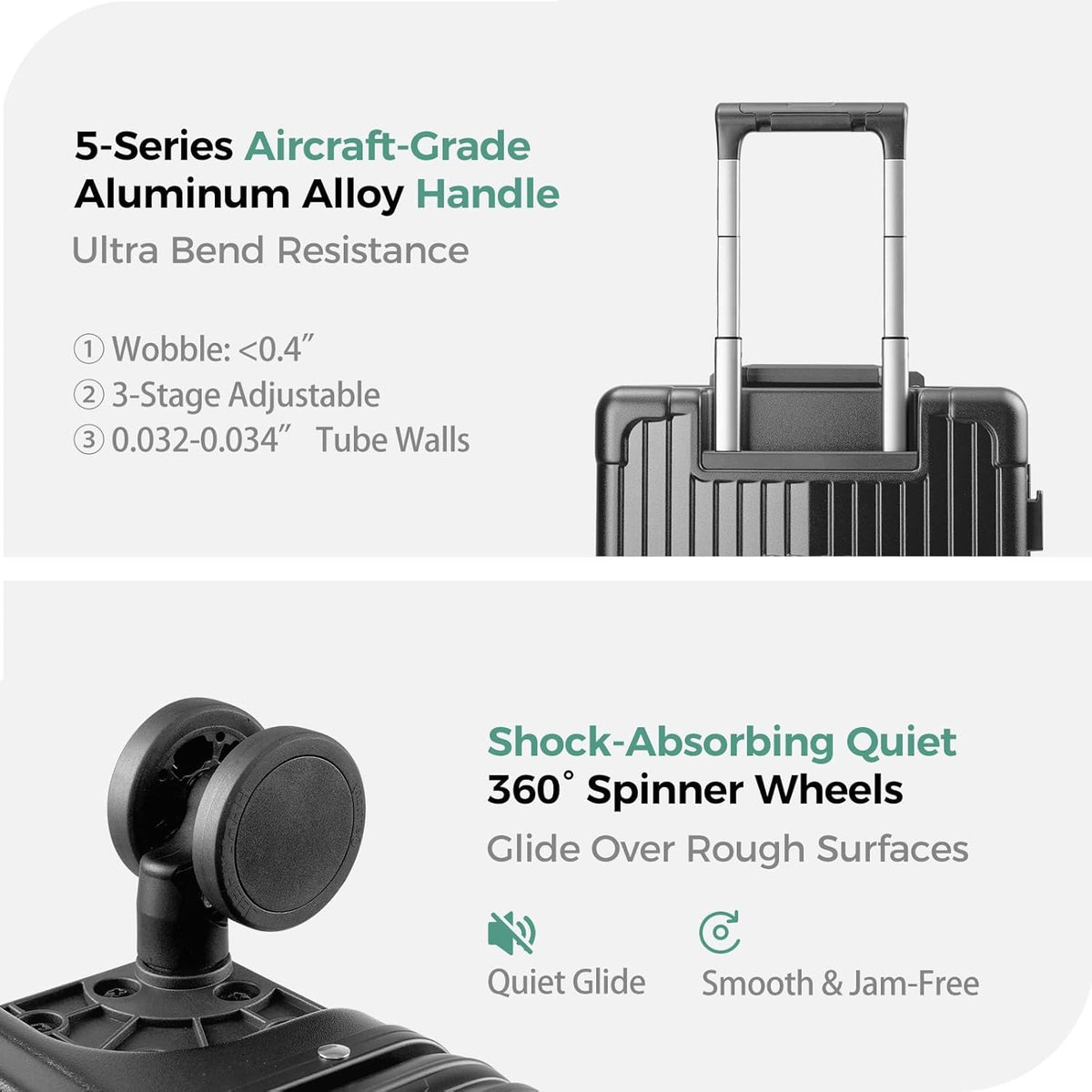 Carry on Luggage Aluminium Frame with Cup Holder,Top opening Suitcases and USB Charging Port,Lightweight with Front Pocket Rolling Suitcases with Spinner Wheels (White, 20Inch)