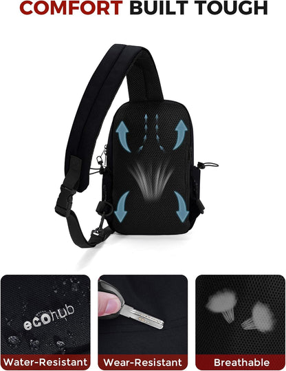 Crossbody Bags for Women Men, Anti-Theft RFID Blocking Sling Backpack Water Resistant Chest Shoulder Daypack, Black
