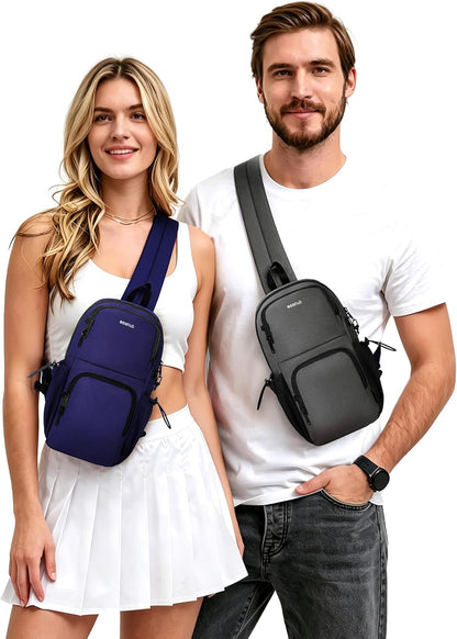 Crossbody Bags for Women Men, Anti-Theft RFID Blocking Sling Backpack Water Resistant Chest Shoulder Daypack, Black