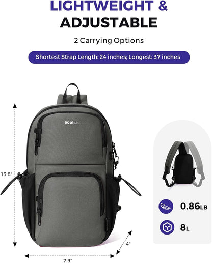 Crossbody Bags for Women Men, Anti-Theft RFID Blocking Sling Backpack Water Resistant Chest Shoulder Daypack, Black