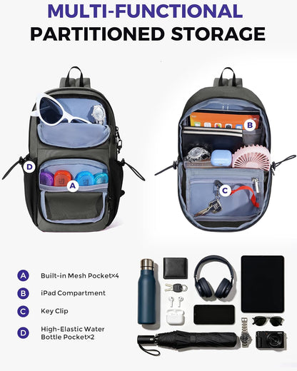 Crossbody Bags for Women Men, Anti-Theft RFID Blocking Sling Backpack Water Resistant Chest Shoulder Daypack, Black
