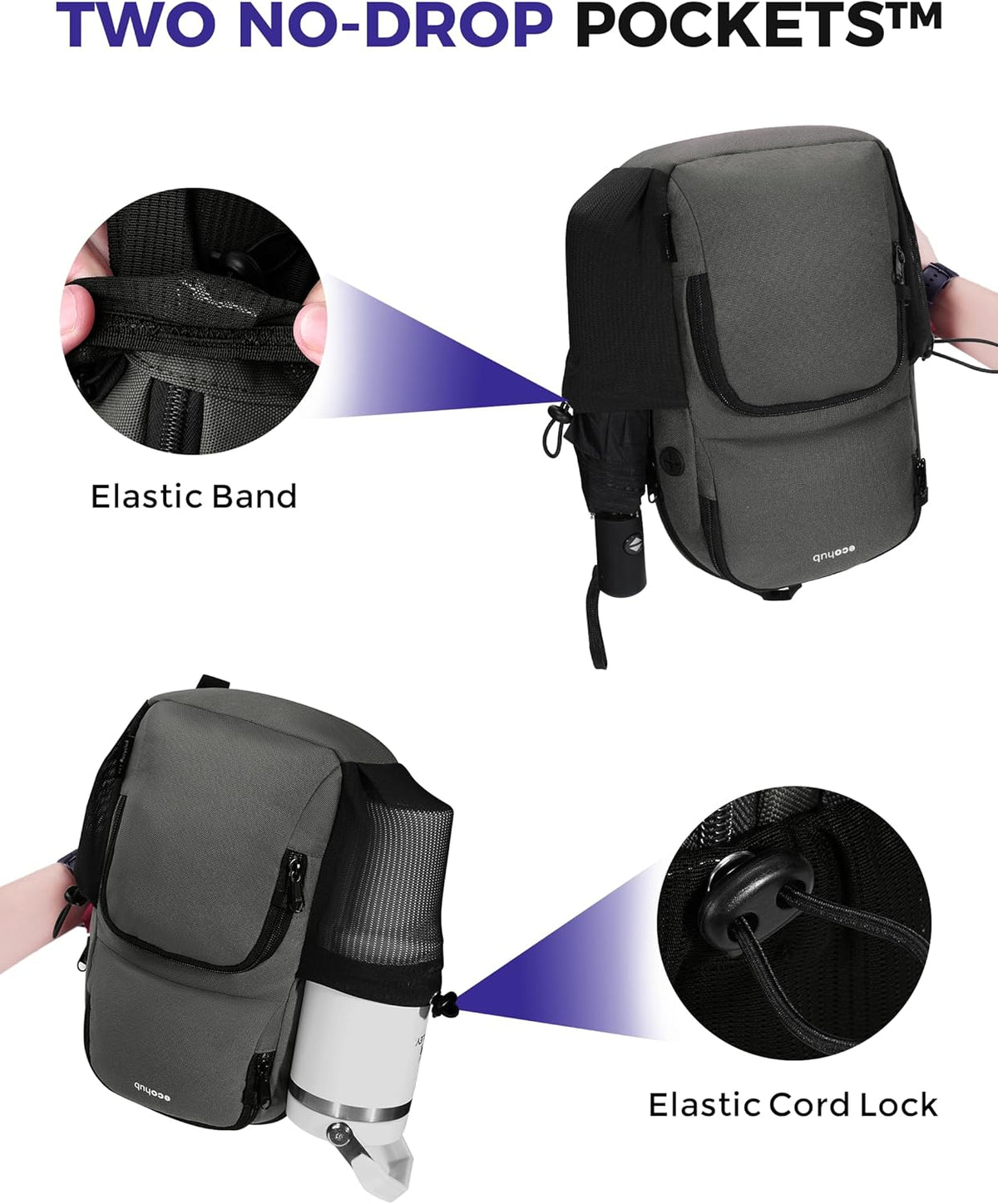 Crossbody Bags for Women Men, Anti-Theft RFID Blocking Sling Backpack Water Resistant Chest Shoulder Daypack, Black
