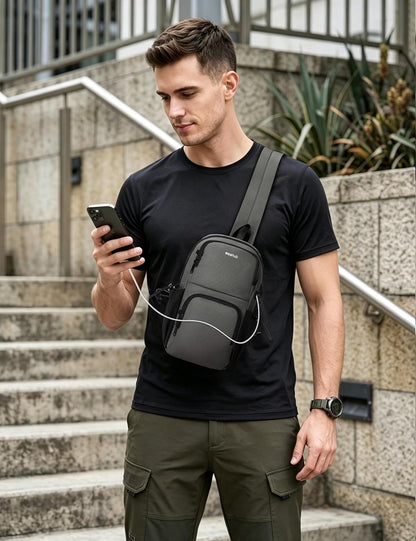 Crossbody Bags for Women Men, Anti-Theft RFID Blocking Sling Backpack Water Resistant Chest Shoulder Daypack, Black