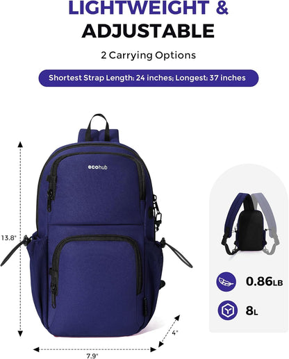 Crossbody Bags for Women Men, Anti-Theft RFID Blocking Sling Backpack Water Resistant Chest Shoulder Daypack, Black
