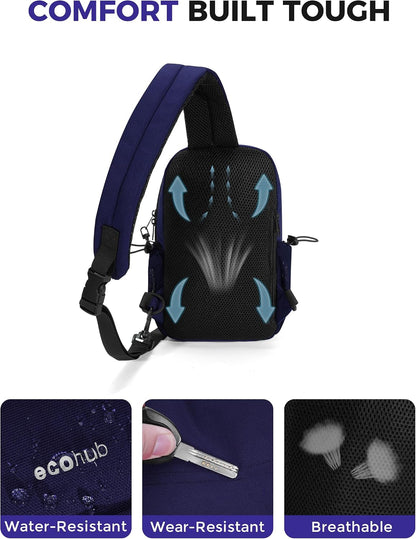 Crossbody Bags for Women Men, Anti-Theft RFID Blocking Sling Backpack Water Resistant Chest Shoulder Daypack, Black