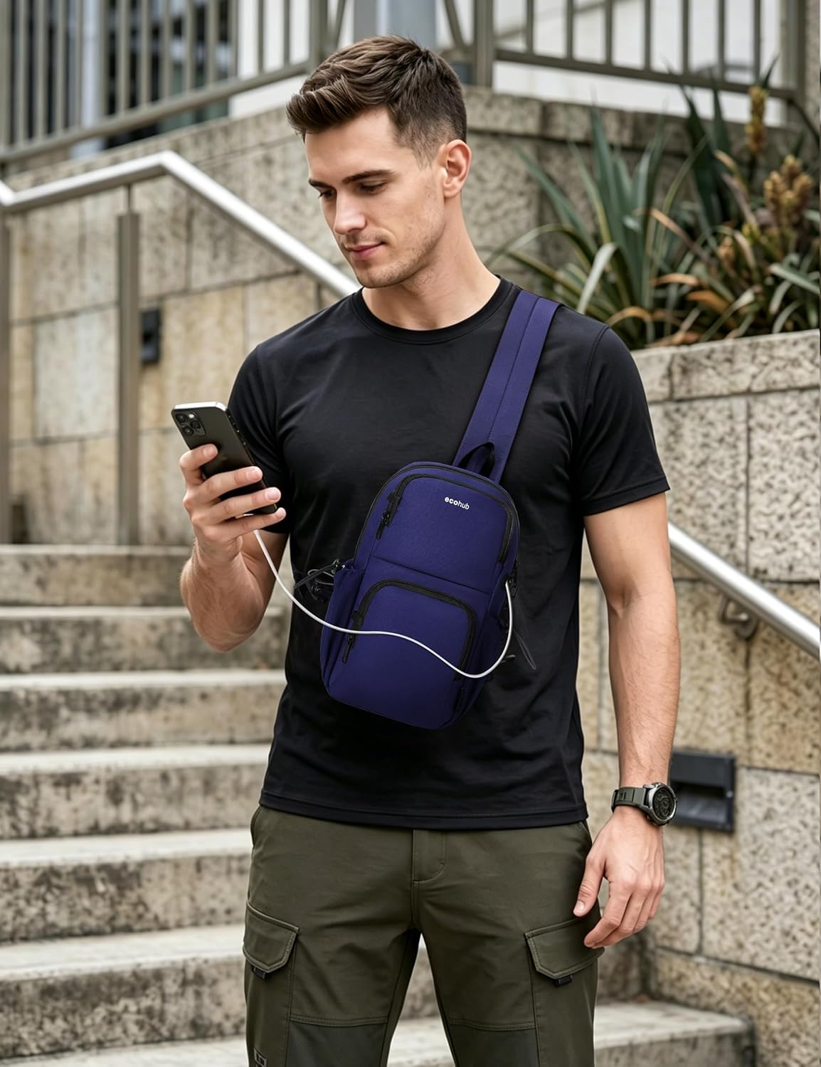 Crossbody Bags for Women Men, Anti-Theft RFID Blocking Sling Backpack Water Resistant Chest Shoulder Daypack, Black