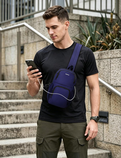 Crossbody Bags for Women Men, Anti-Theft RFID Blocking Sling Backpack Water Resistant Chest Shoulder Daypack, Black