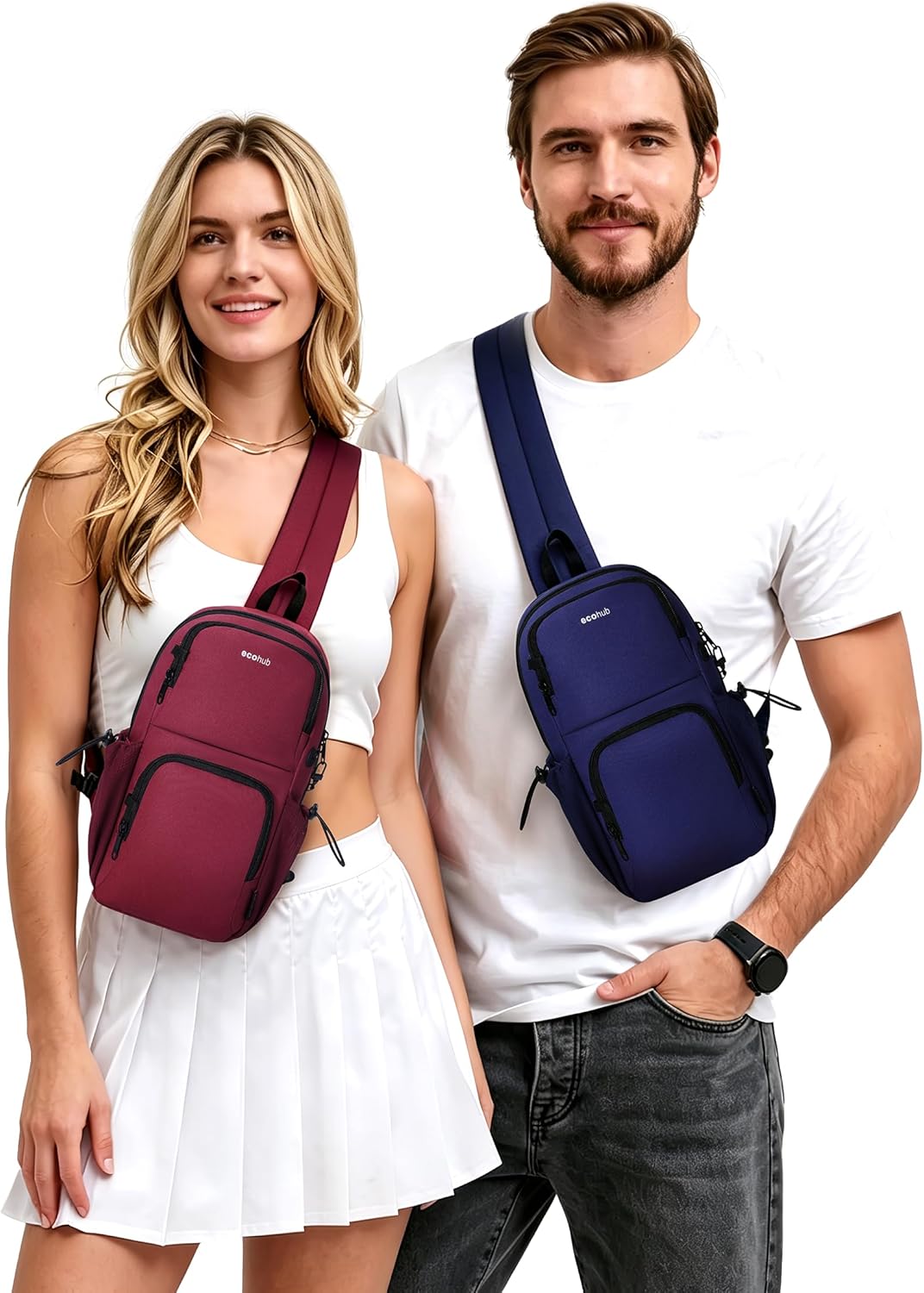 Crossbody Bags for Women Men, Anti-Theft RFID Blocking Sling Backpack Water Resistant Chest Shoulder Daypack, Black