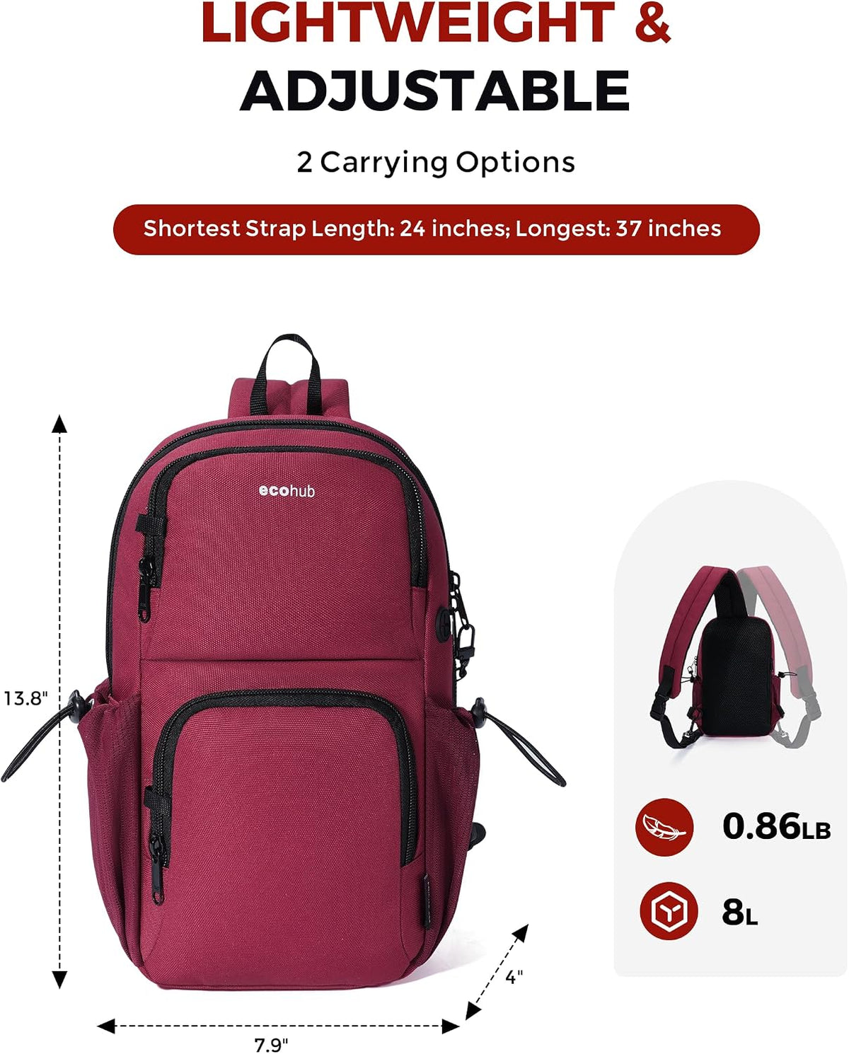 Crossbody Bags for Women Men, Anti-Theft RFID Blocking Sling Backpack Water Resistant Chest Shoulder Daypack, Black